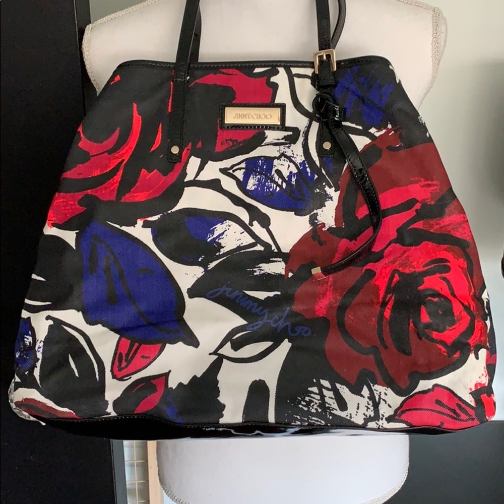 Jimmy Choo floral tote bag pink blue black